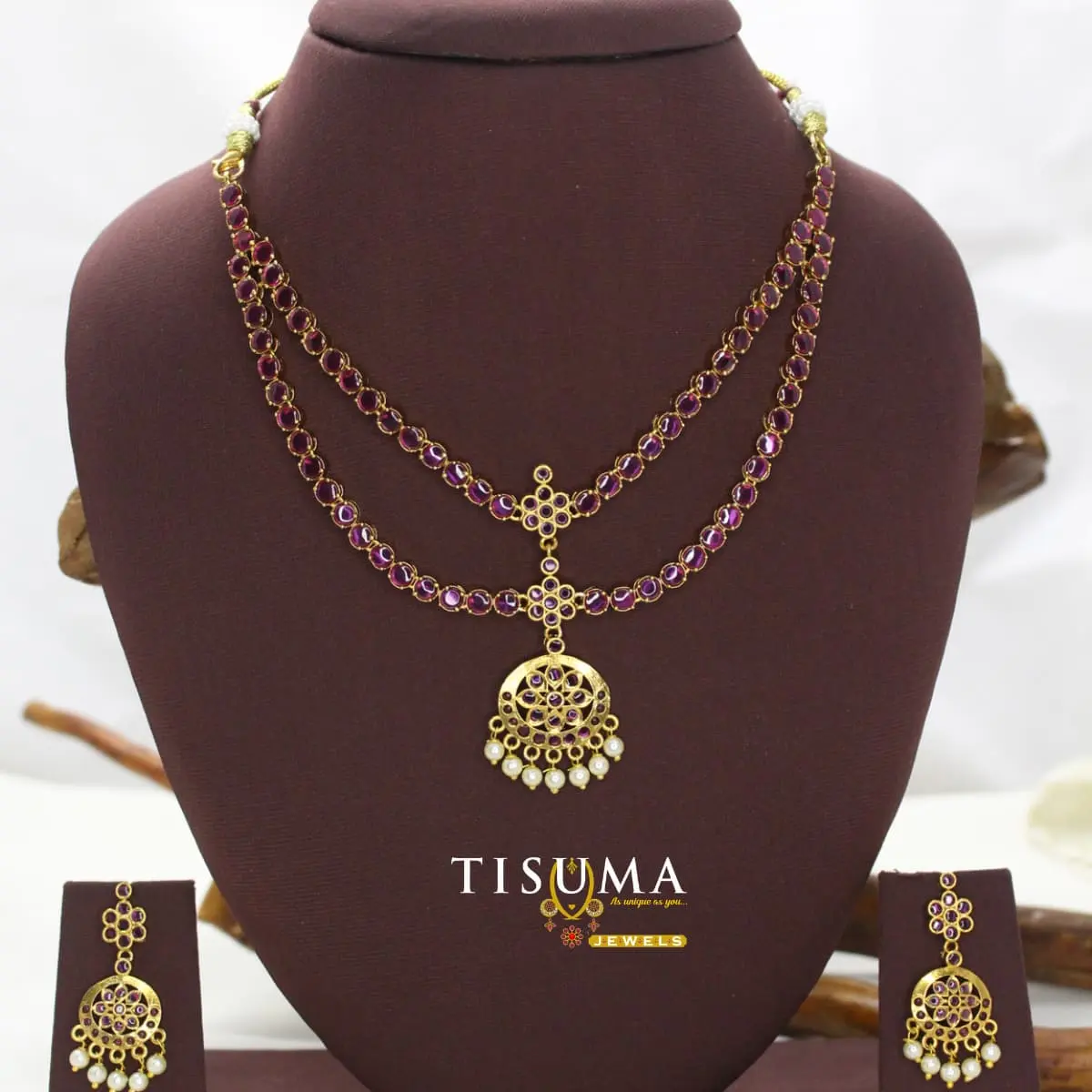 Double-Layer Ruby Chandbali Attigai